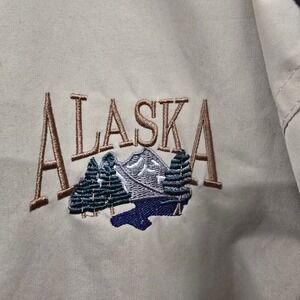 Cheneral Alaska Reversible Jacket Mens Large Tan Navy Fleece Lined Windbreaker L